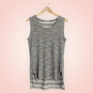 Athleta Coronado Layered High-Low Racerback Tank Top Women’s M Grey Stripe